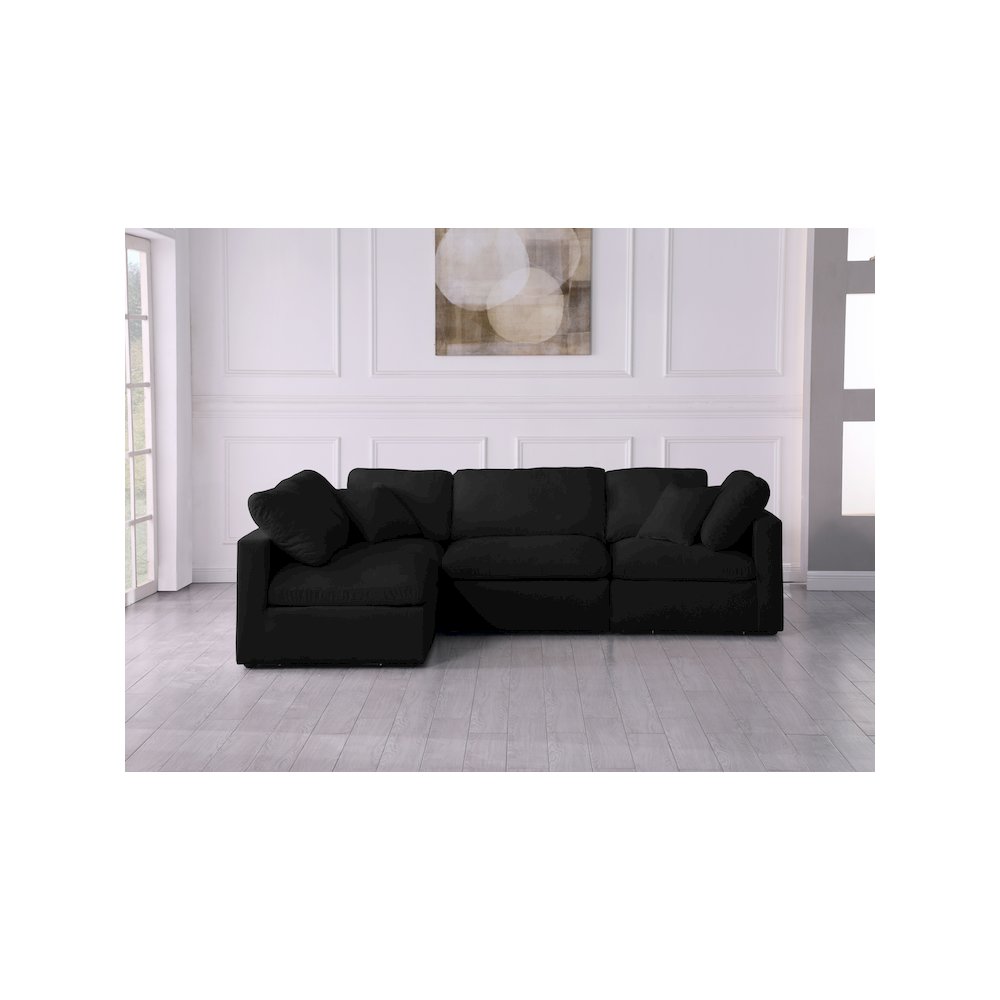 Plush Black Velvet Standard Comfort Modular Sectional