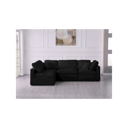 Plush Black Velvet Standard Comfort Modular Sectional
