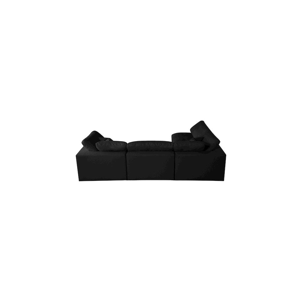 Plush Black Velvet Standard Comfort Modular Sectional