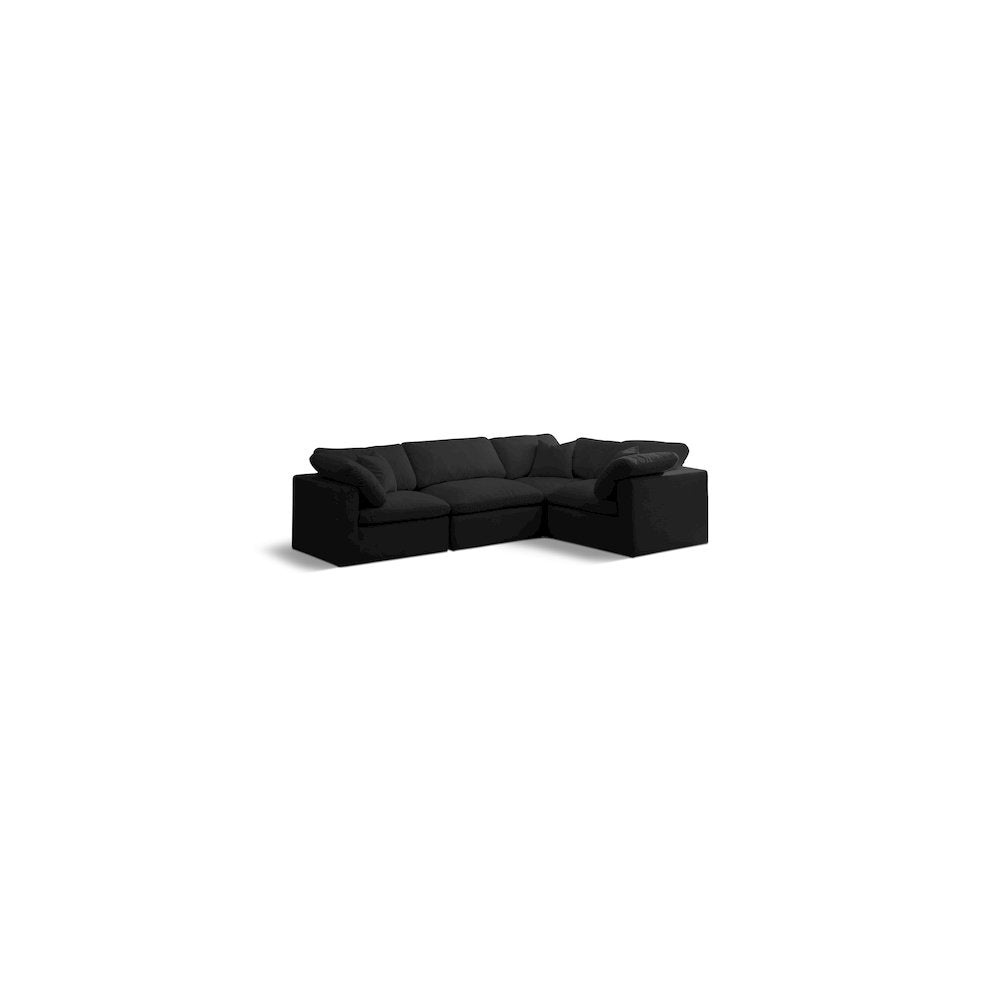 Plush Black Velvet Modular Sectional