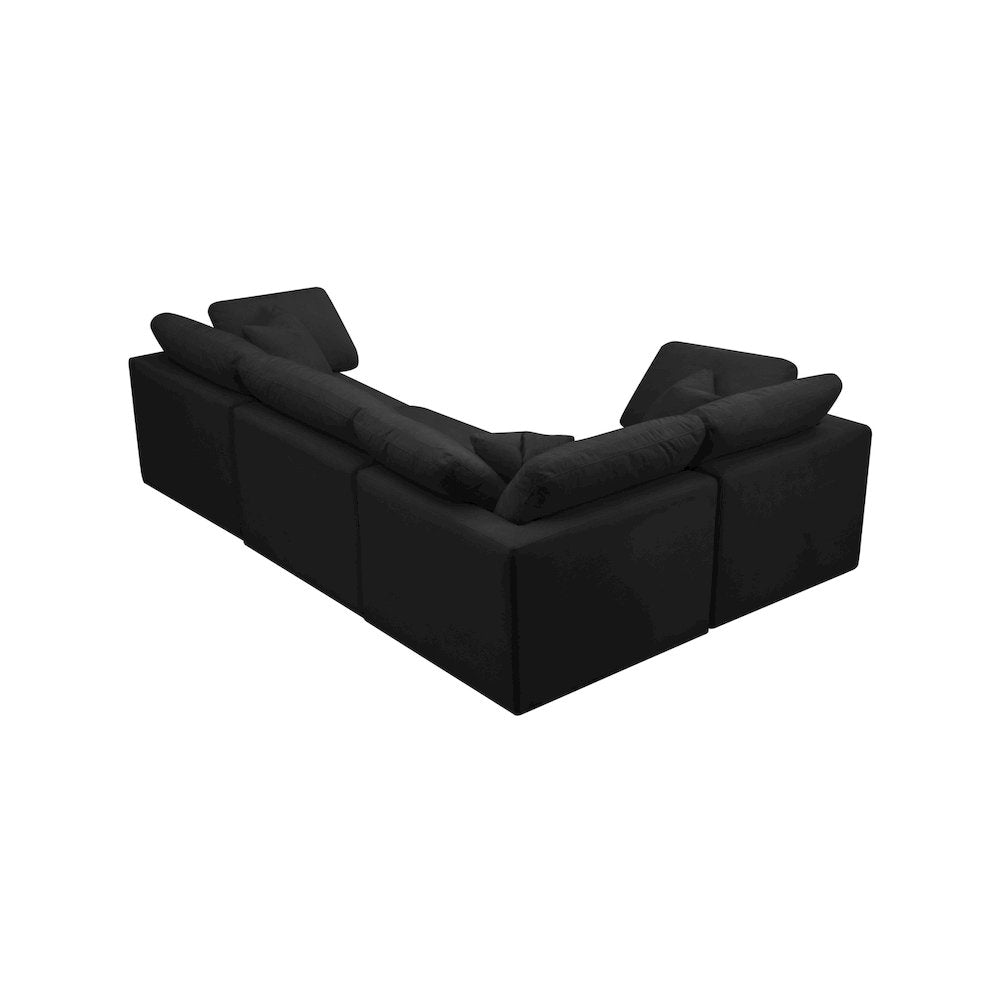 Plush Black Velvet Modular Sectional