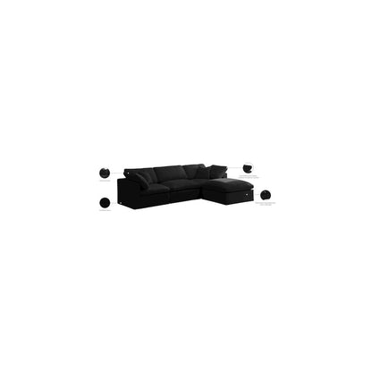 Plush Black Velvet Standard Comfort Modular Sectional