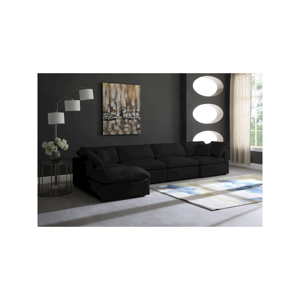 Plush Black Velvet Standard Comfort Modular Sectional