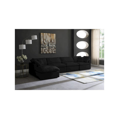 Plush Black Velvet Standard Comfort Modular Sectional