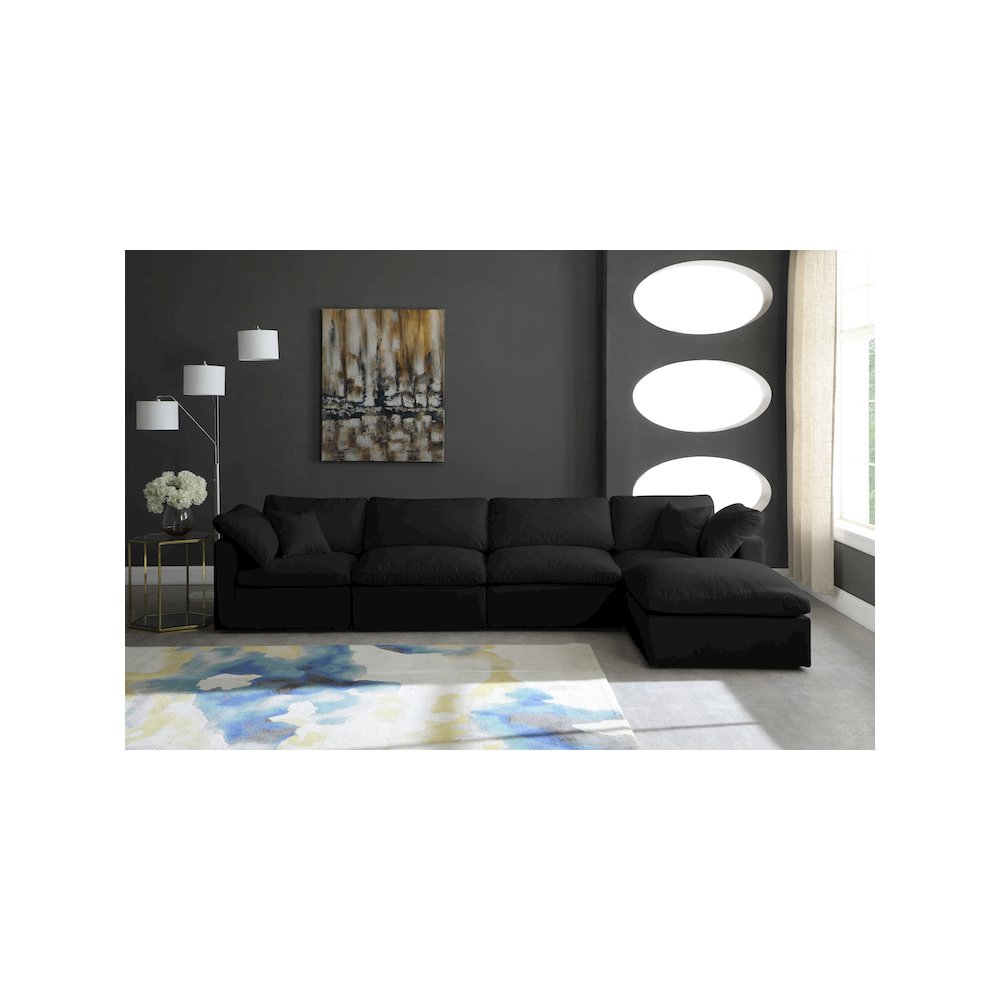 Plush Black Velvet Standard Comfort Modular Sectional