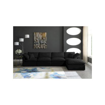 Plush Black Velvet Standard Comfort Modular Sectional
