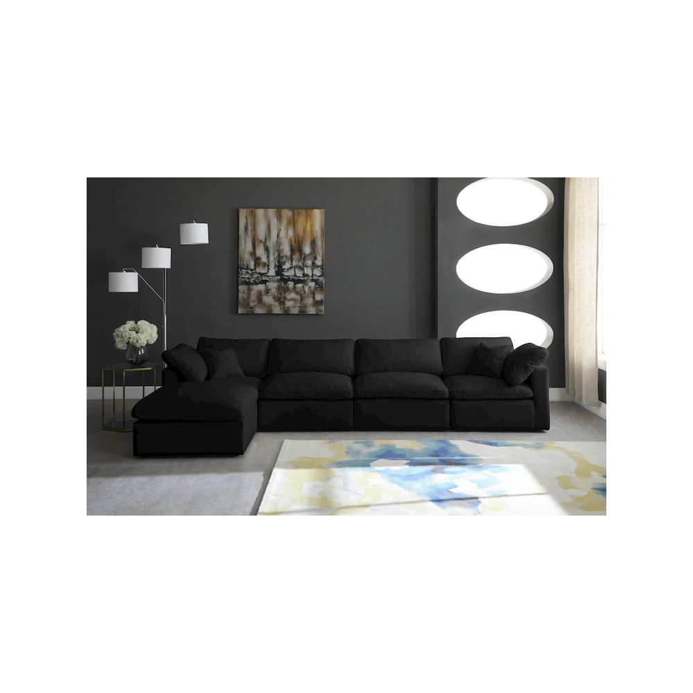 Plush Black Velvet Standard Comfort Modular Sectional