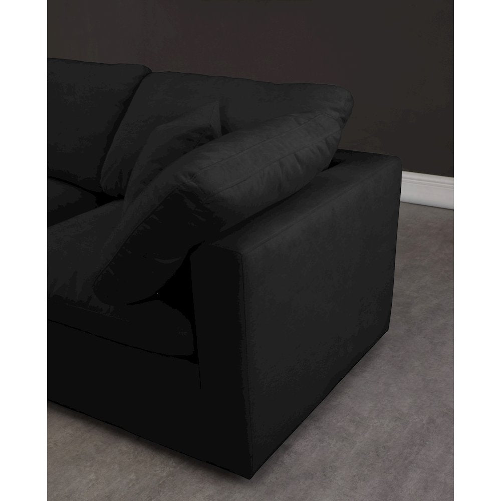 Plush Black Velvet Standard Comfort Modular Sectional