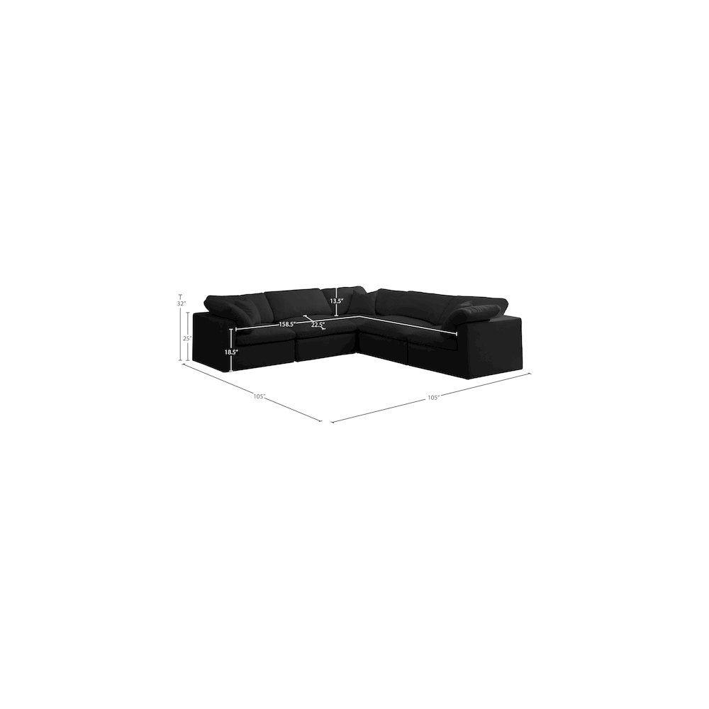 Plush Black Velvet Standard Comfort Modular Sectional