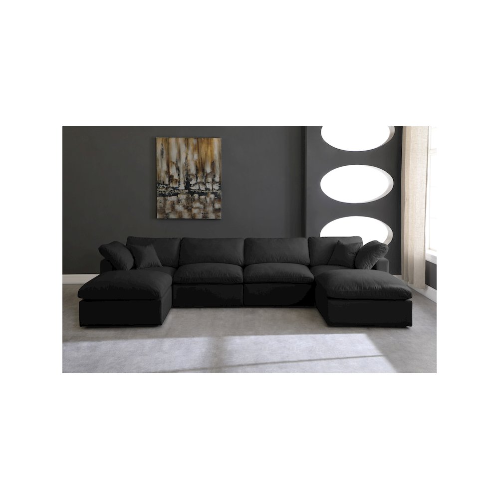 Plush Black Velvet Standard Comfort Modular Sectional