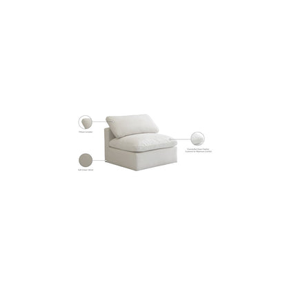 Plush Cream Velvet Standard Comfort Modular Armless Chair