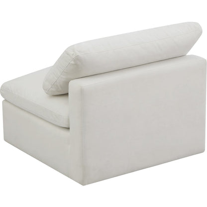 Plush Cream Velvet Standard Comfort Modular Armless Chair
