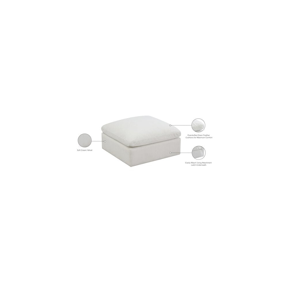Plush Cream Velvet Standard Comfort Modular Ottoman