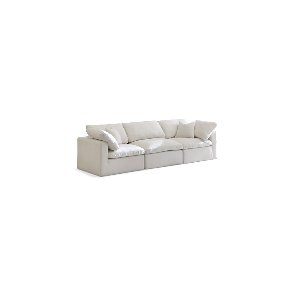 Plush Cream Velvet Standard Comfort Modular Sofa