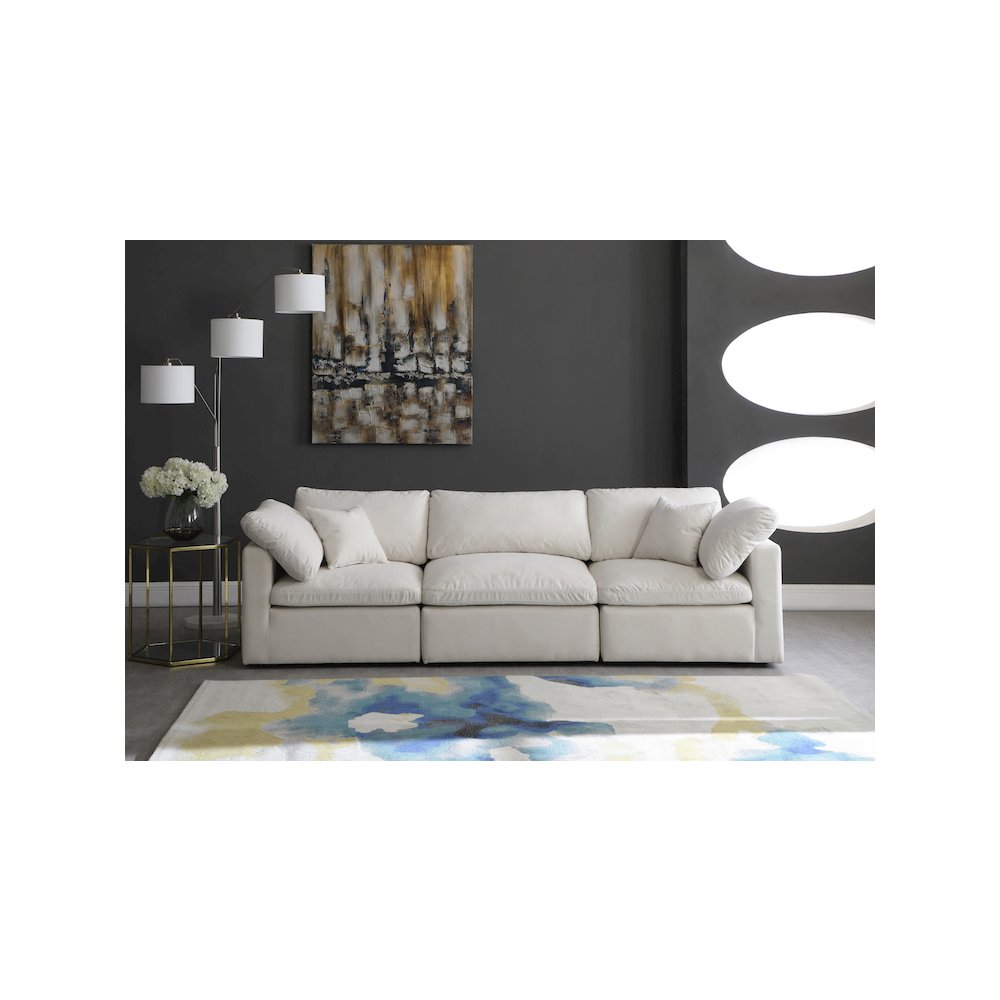 Plush Cream Velvet Standard Comfort Modular Sofa