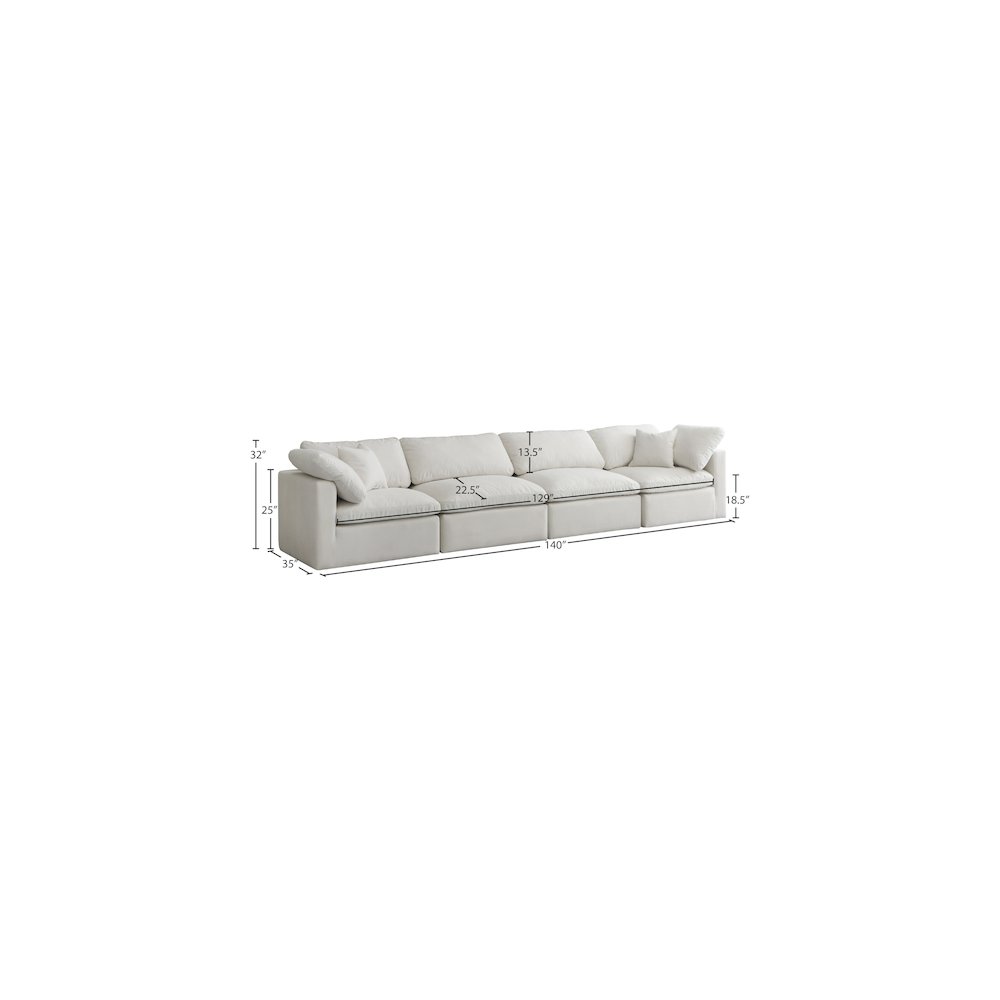 Plush Cream Velvet Standard Comfort Modular Sofa
