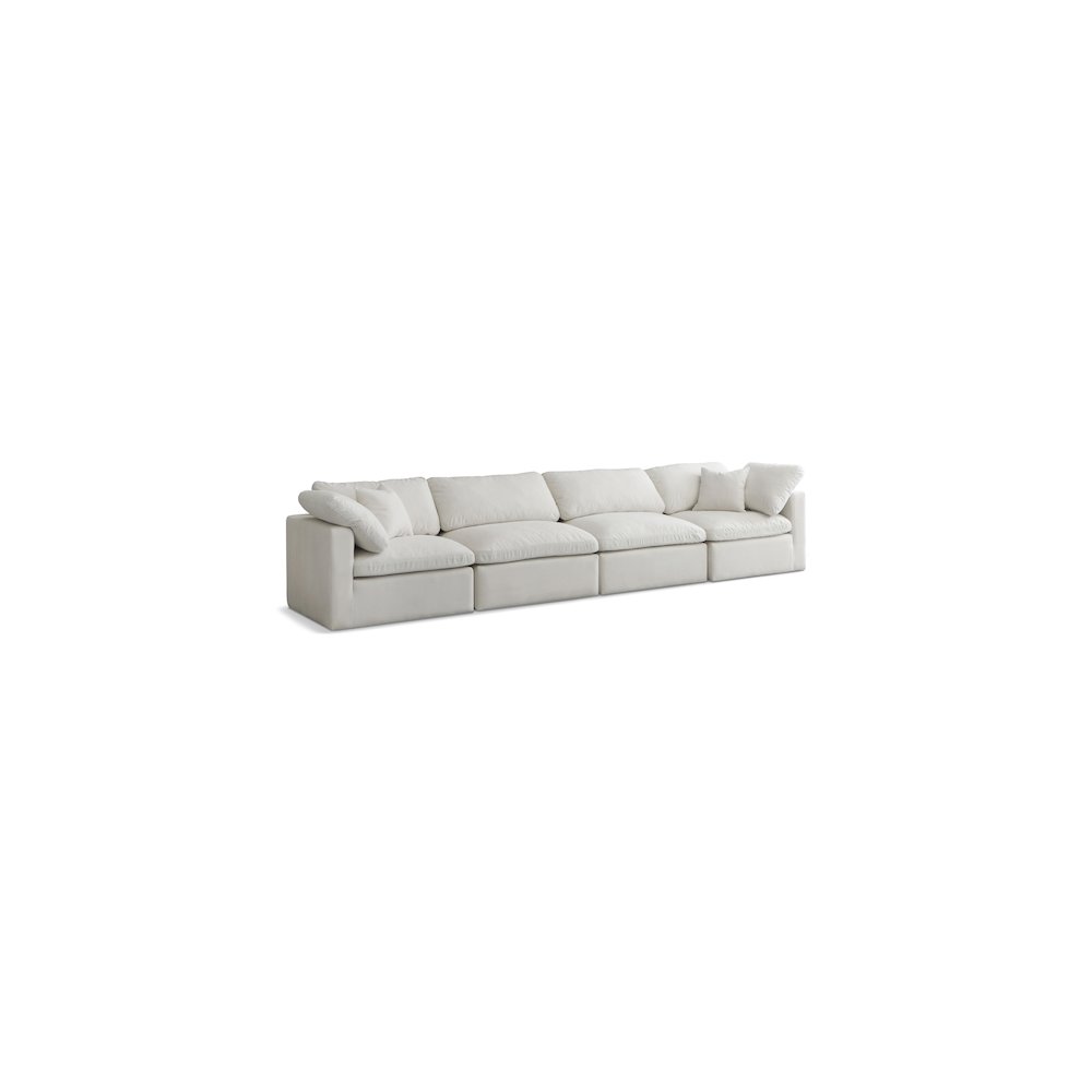 Plush Cream Velvet Standard Comfort Modular Sofa