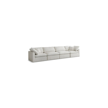 Plush Cream Velvet Standard Comfort Modular Sofa
