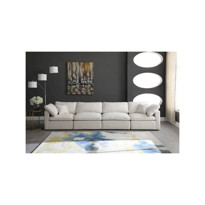 Plush Cream Velvet Standard Comfort Modular Sofa