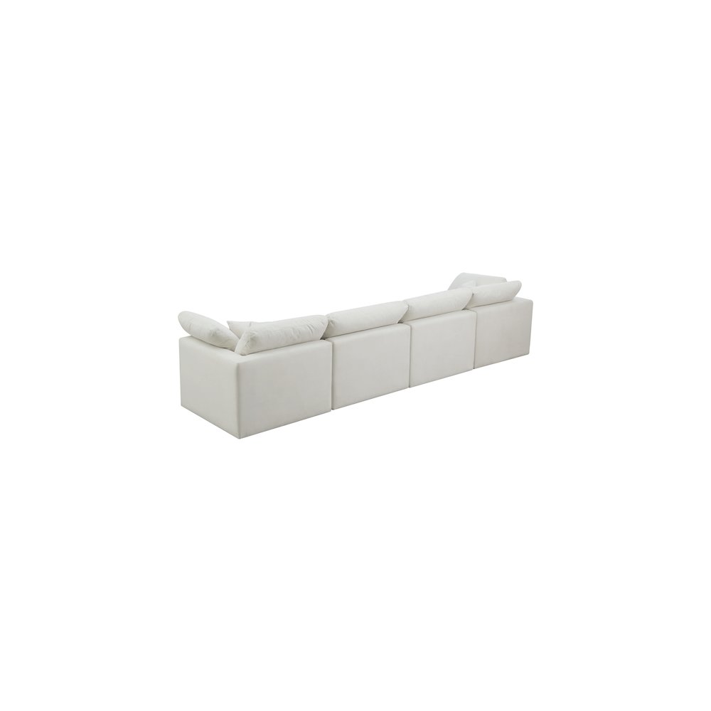 Plush Cream Velvet Standard Comfort Modular Sofa