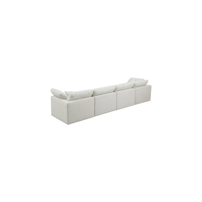 Plush Cream Velvet Standard Comfort Modular Sofa