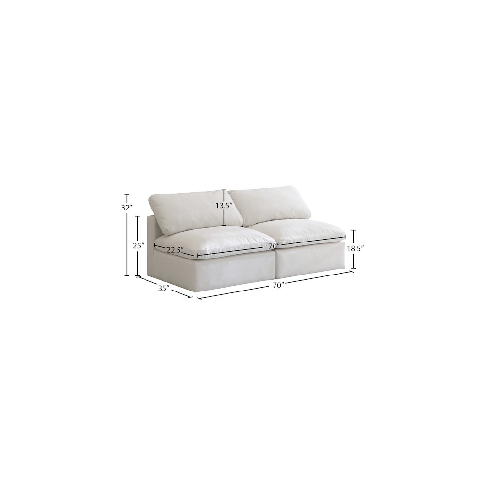 Plush Cream Velvet Standard Comfort Modular Sofa