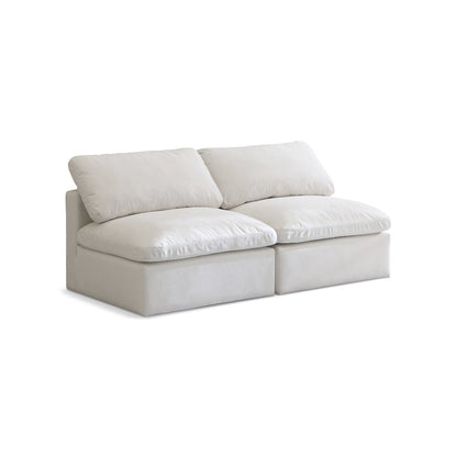 Plush Cream Velvet Standard Comfort Modular Sofa