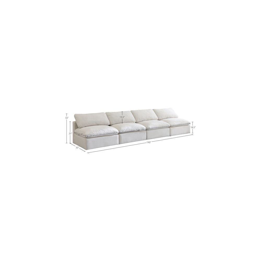 Plush Cream Velvet Standard Comfort Modular Sofa