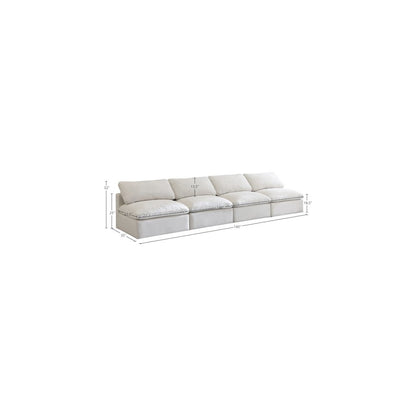 Plush Cream Velvet Standard Comfort Modular Sofa