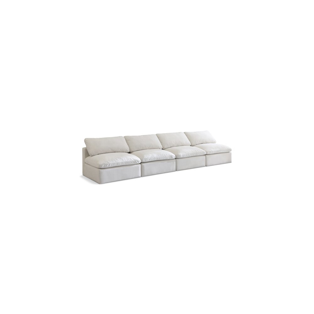 Plush Cream Velvet Standard Comfort Modular Sofa