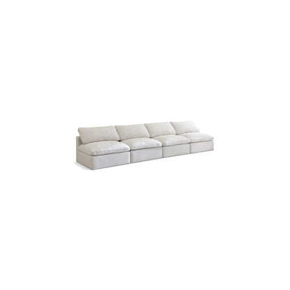 Plush Cream Velvet Standard Comfort Modular Sofa