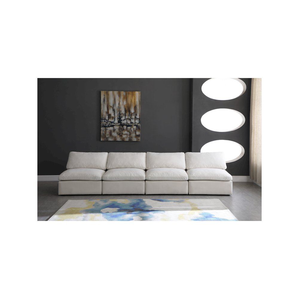 Plush Cream Velvet Standard Comfort Modular Sofa
