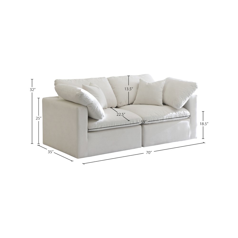 Plush Cream Velvet Standard Comfort Modular Sofa