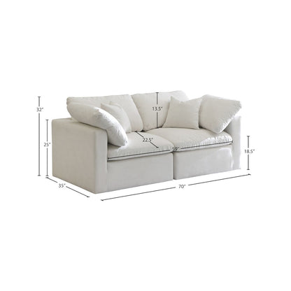 Plush Cream Velvet Standard Comfort Modular Sofa