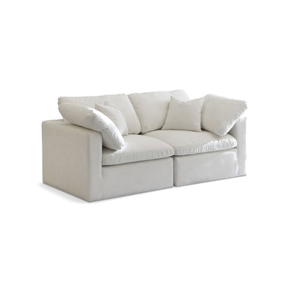Plush Cream Velvet Standard Comfort Modular Sofa