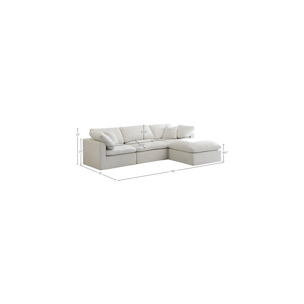 Plush Cream Velvet Standard Comfort Modular Sectional