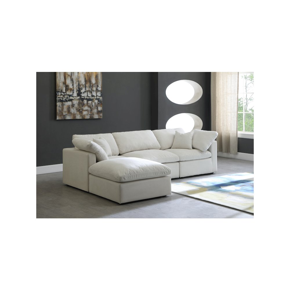 Plush Cream Velvet Standard Comfort Modular Sectional