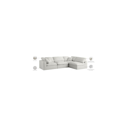 Plush Cream Velvet Standard Comfort Modular Sectional