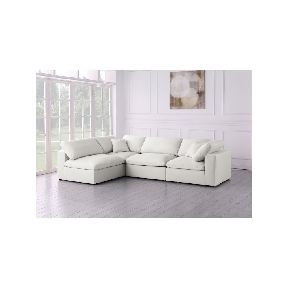 Plush Cream Velvet Standard Comfort Modular Sectional