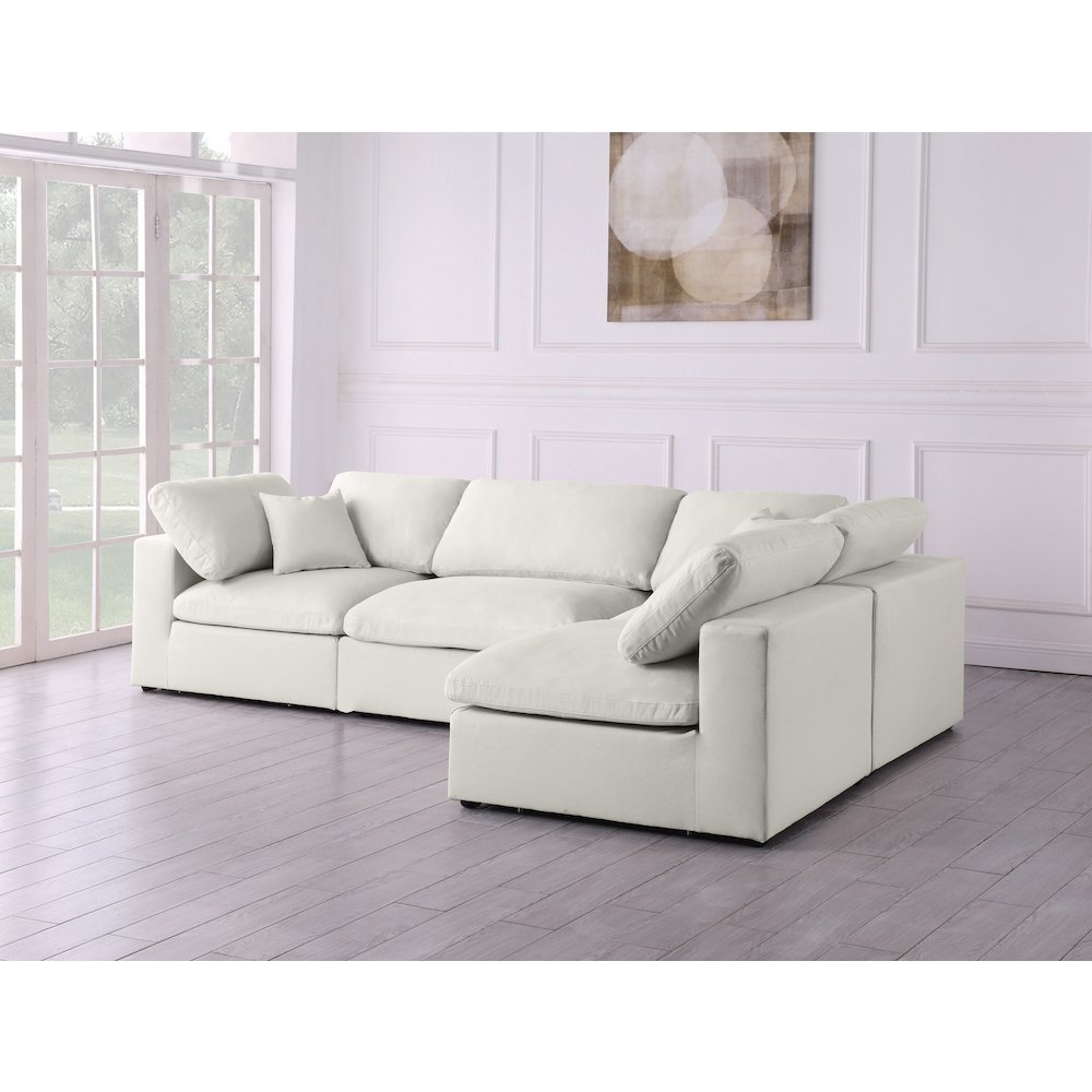 Plush Cream Velvet Standard Comfort Modular Sectional