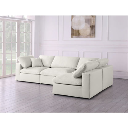 Plush Cream Velvet Standard Comfort Modular Sectional