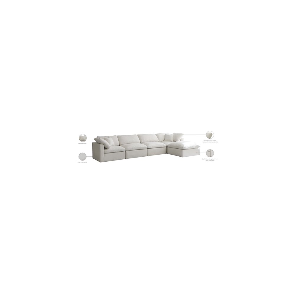 Plush Cream Velvet Standard Comfort Modular Sectional