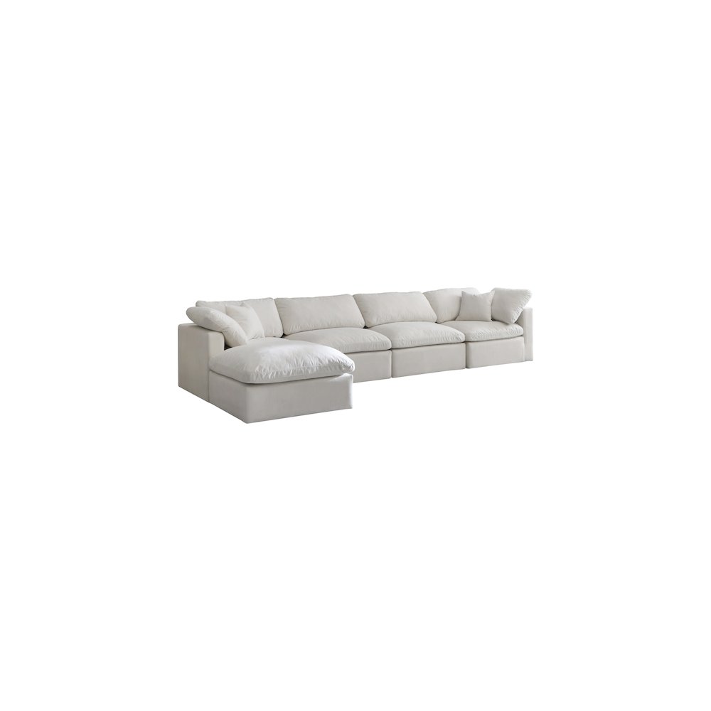 Plush Cream Velvet Standard Comfort Modular Sectional