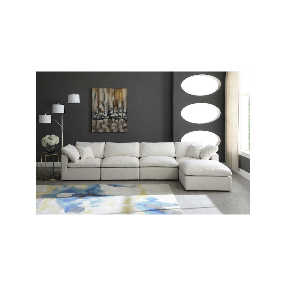 Plush Cream Velvet Standard Comfort Modular Sectional