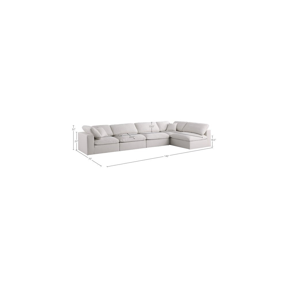 Plush Cream Velvet Standard Comfort Modular Sectional
