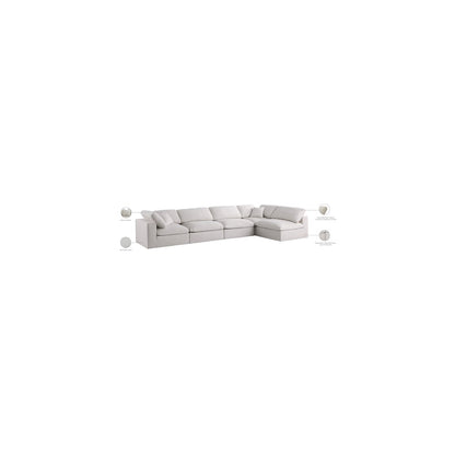 Plush Cream Velvet Standard Comfort Modular Sectional