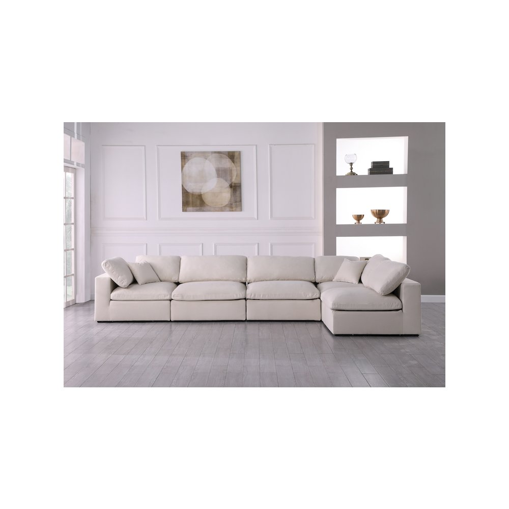 Plush Cream Velvet Standard Comfort Modular Sectional