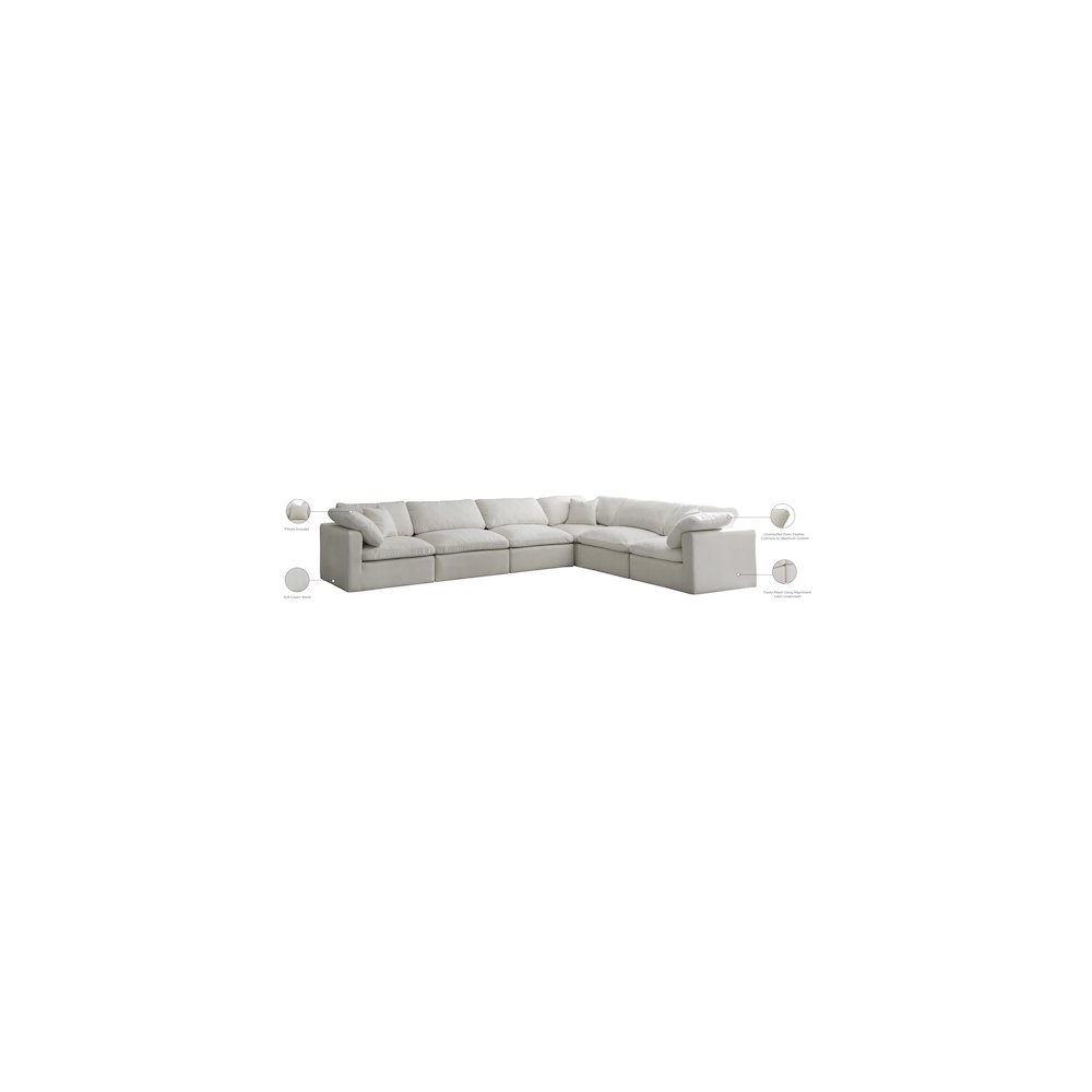 Plush Cream Velvet Standard Comfort Modular Sectional
