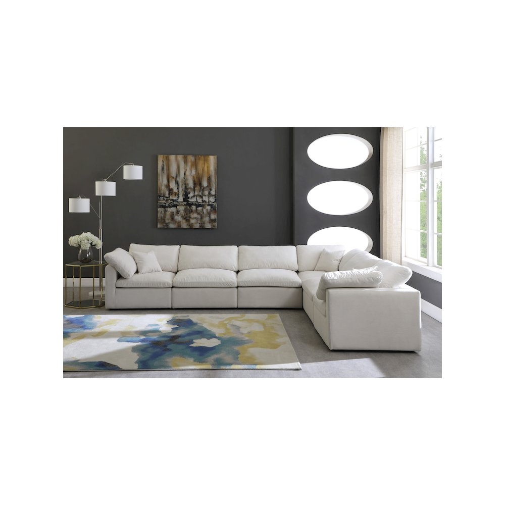 Plush Cream Velvet Standard Comfort Modular Sectional