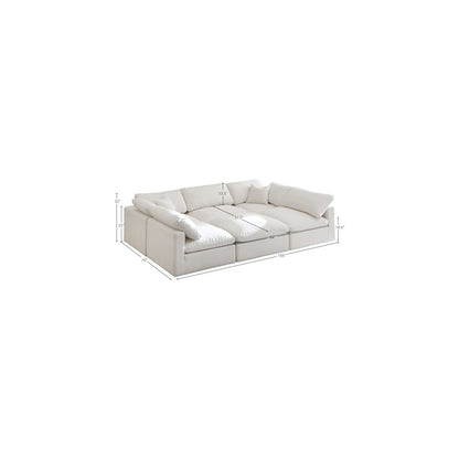Plush Cream Velvet Standard Comfort Modular Sectional